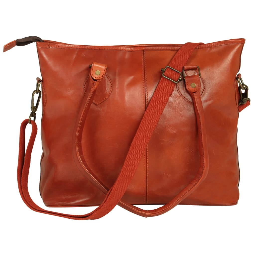 vidaXL Ladies Shopper Bag Real Leather Tan